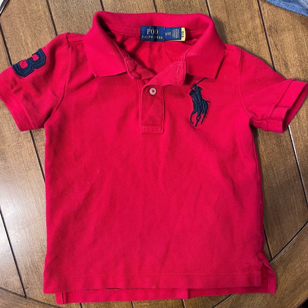 Boys size 3T polo Ralph Lauren, big pony red polo shirt